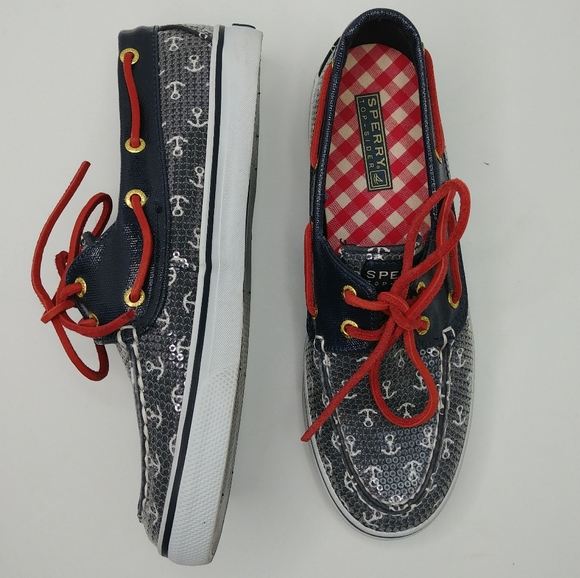 Sperry Shoes - Sperry Top Sider Boat Shoes with Anchors Sequins
